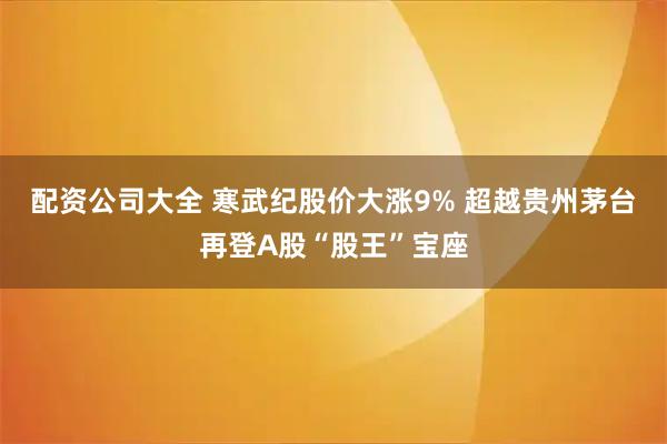 配资公司大全 寒武纪股价大涨9% 超越贵州茅台再登A股“股王”宝座